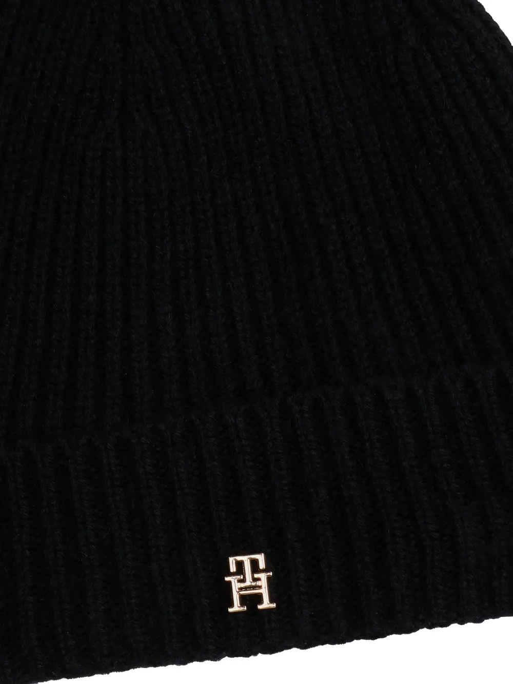 Tommy Hilfiger Logo-detail Cashmere Beanie In Black