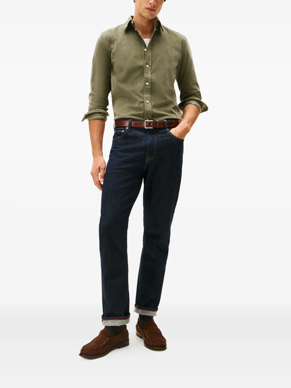 Tommy Hilfiger Buttoned Corduroy Shirt In Green