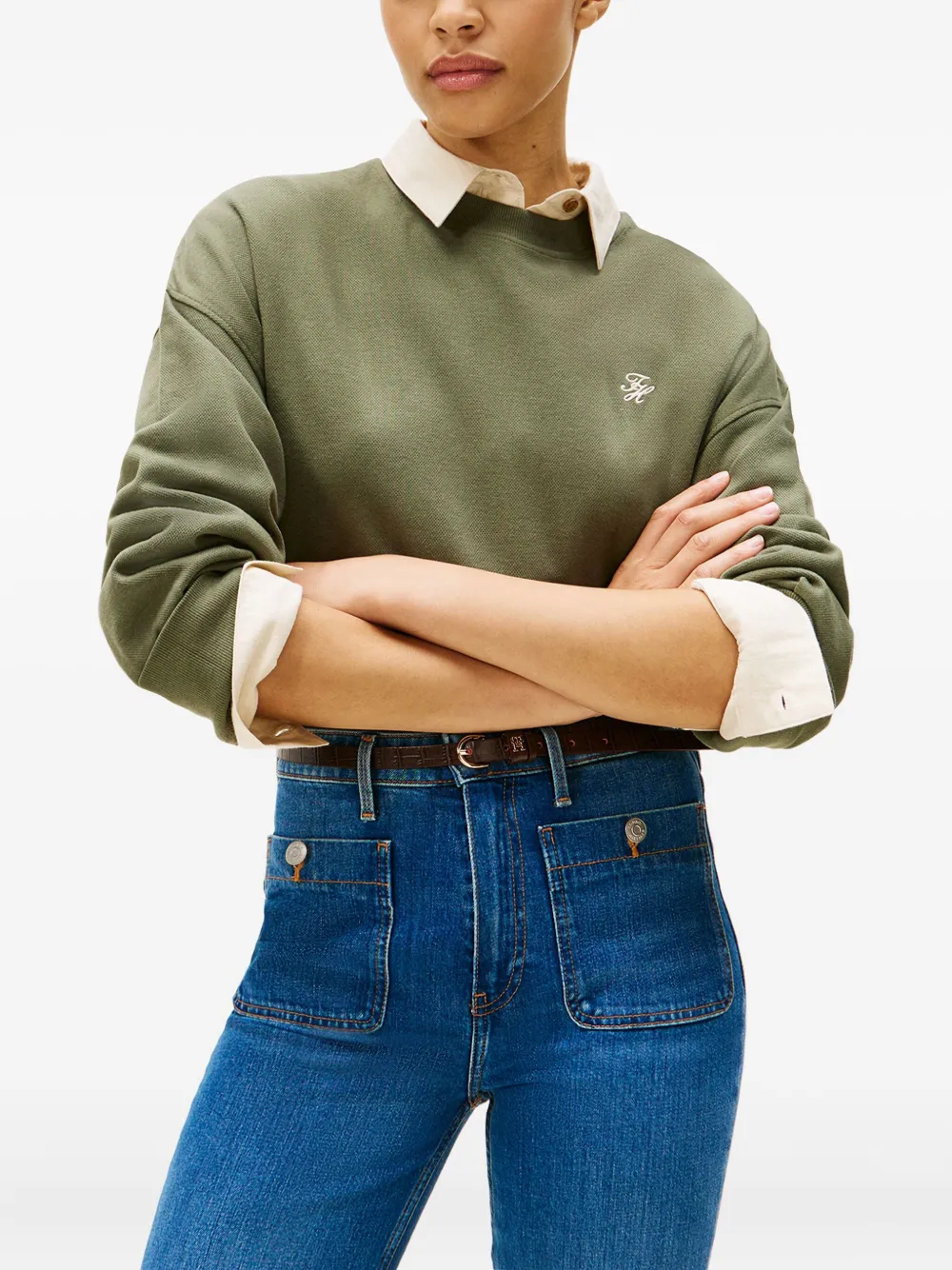 Tommy Hilfiger Sweater met geborduurd logo Groen