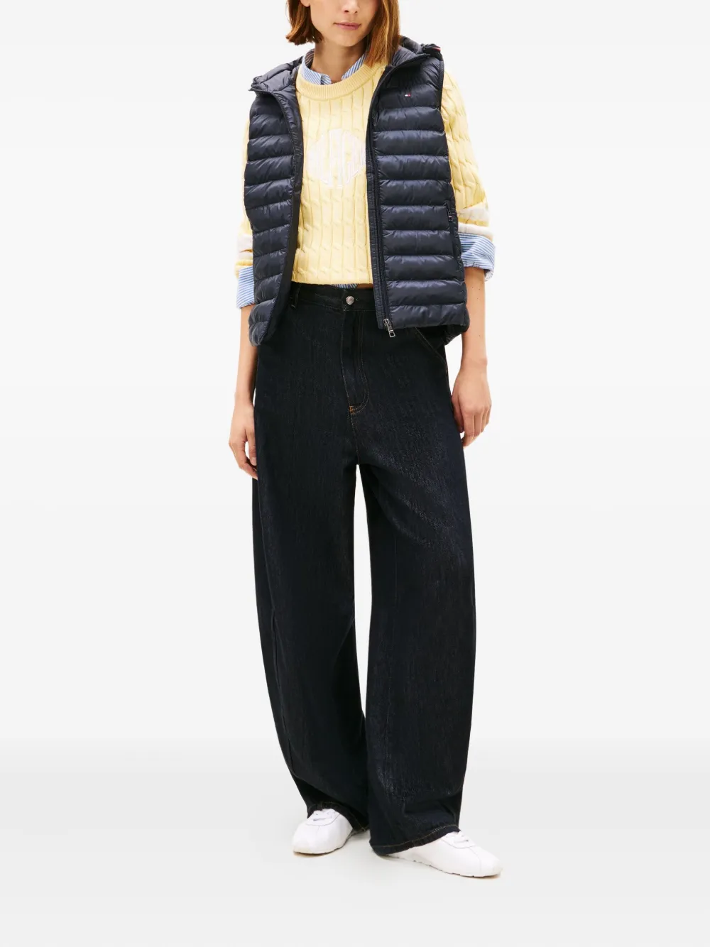 Tommy Hilfiger Hooded Padded Gilet In Blue