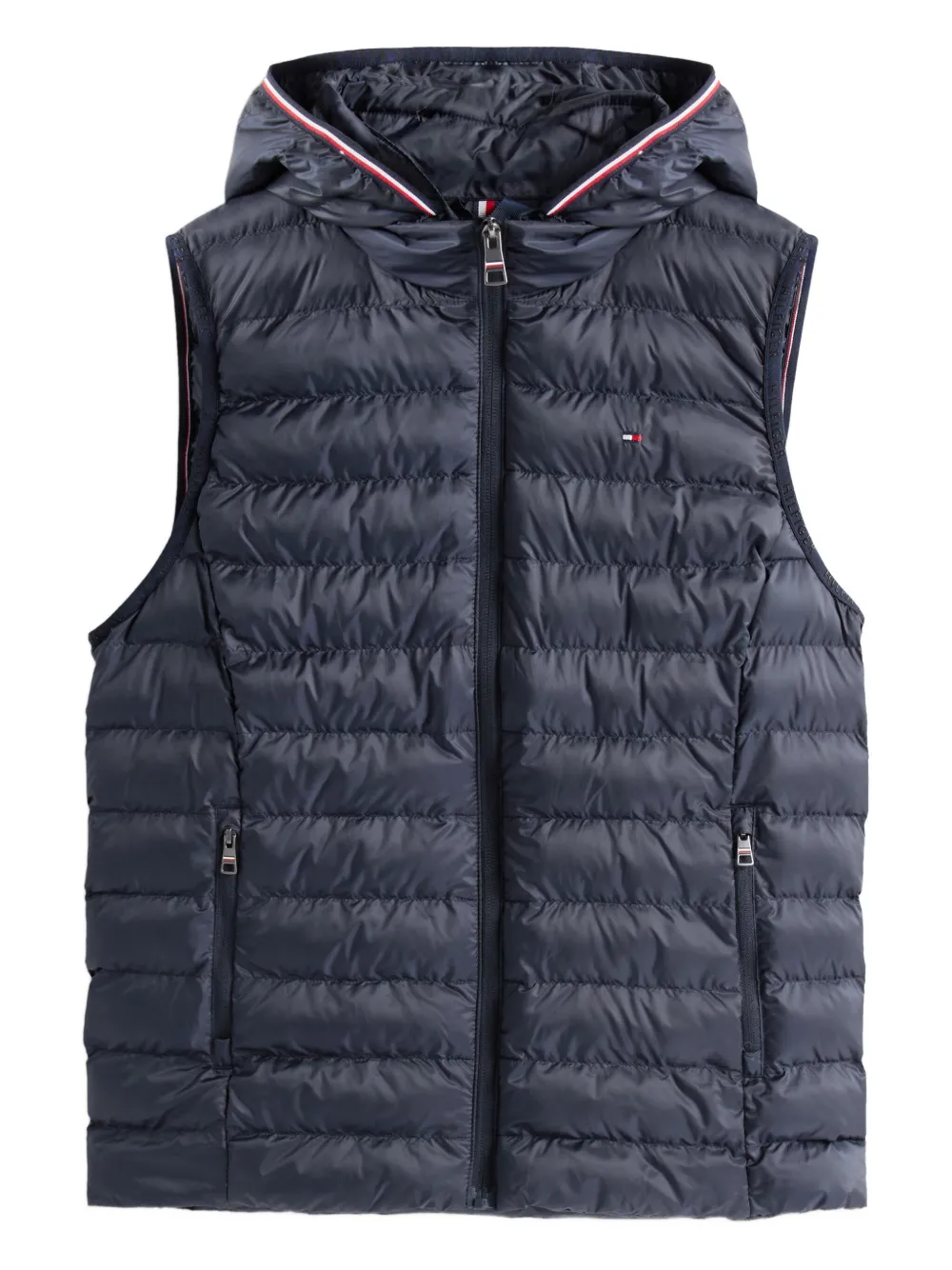 Tommy Hilfiger Hooded Padded Gilet In Blue
