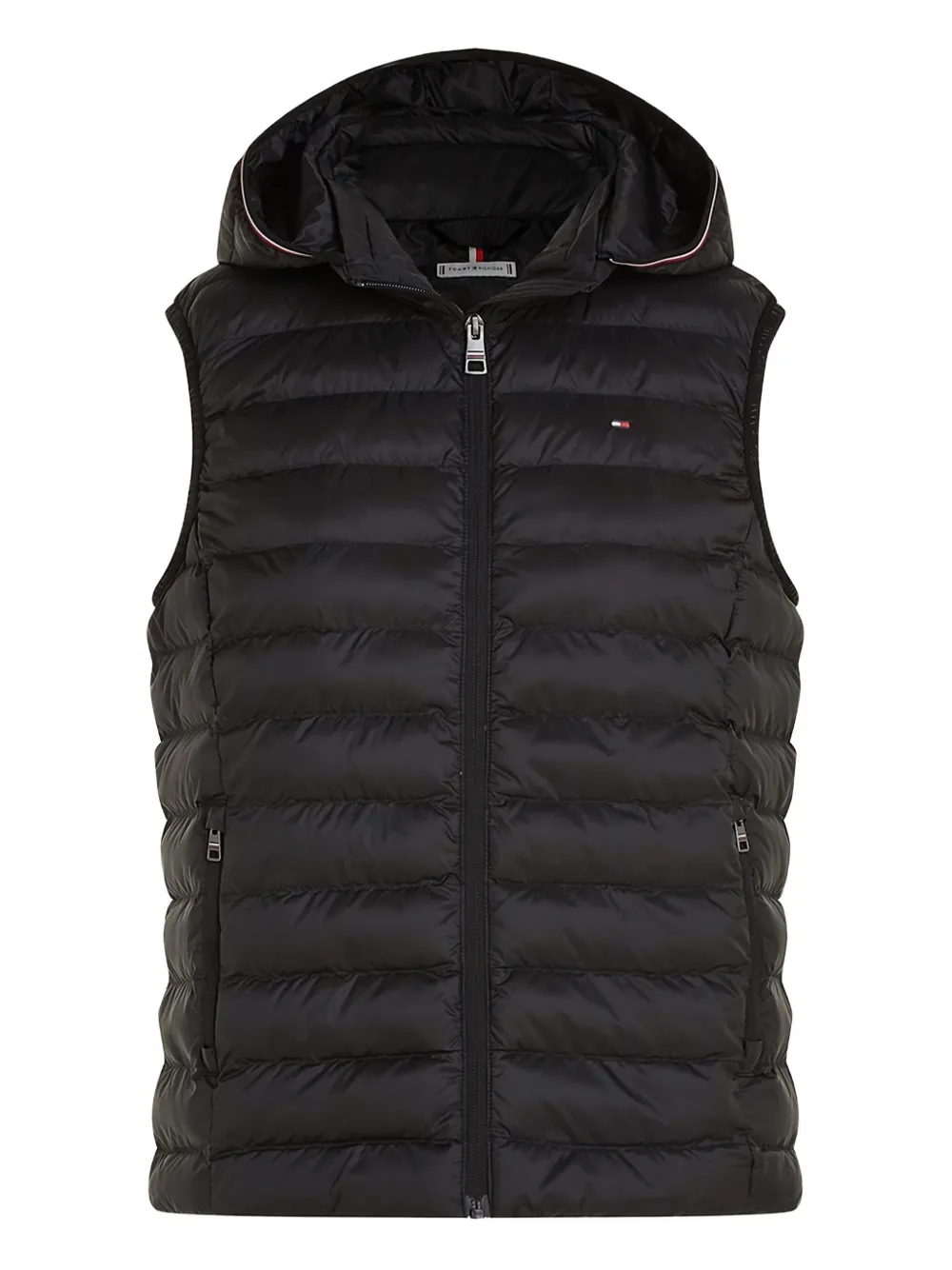 Tommy Hilfiger Hooded Quilted Vest In Black
