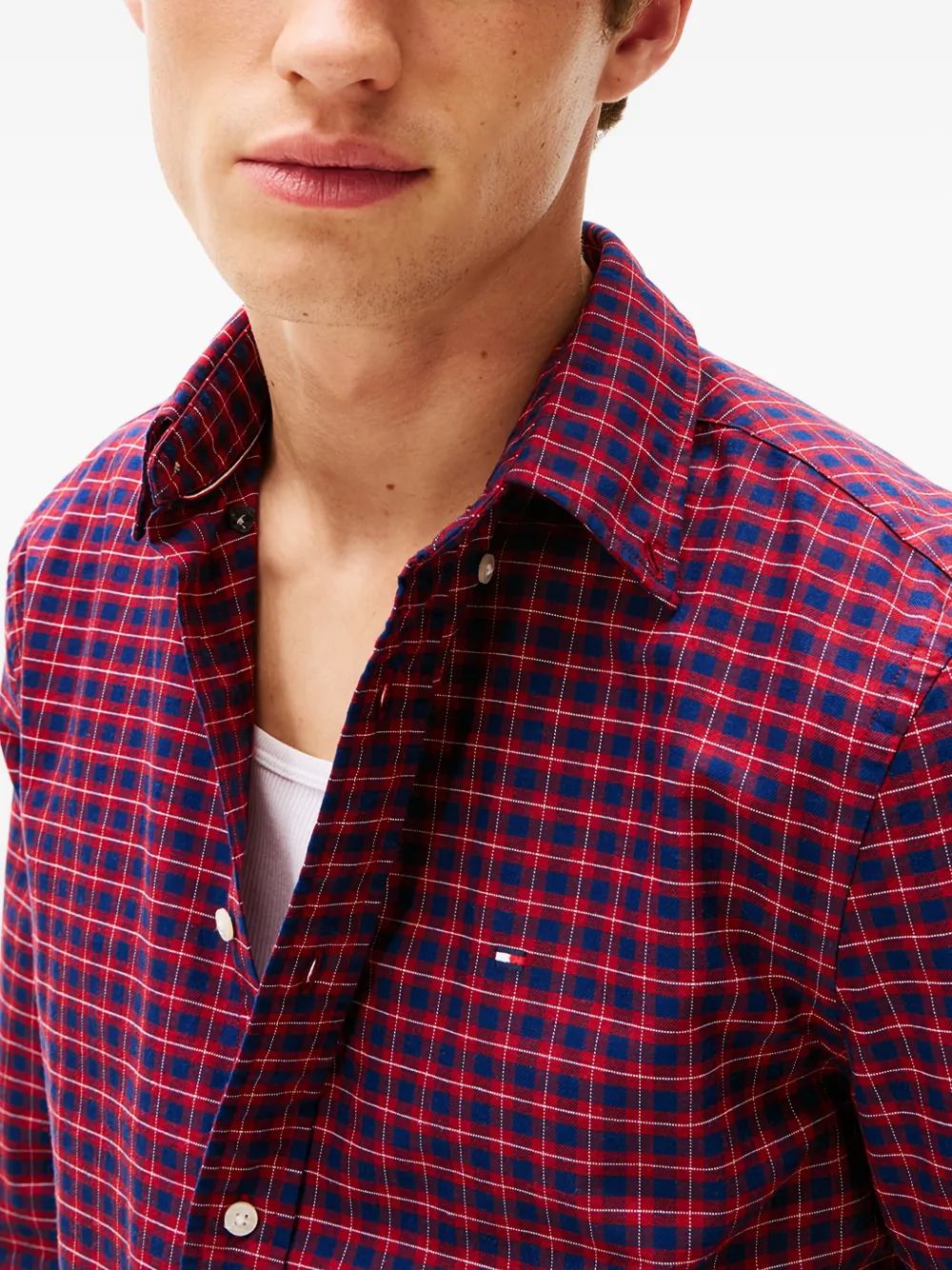 Tommy Hilfiger Long-sleeved Check Shirt In Red