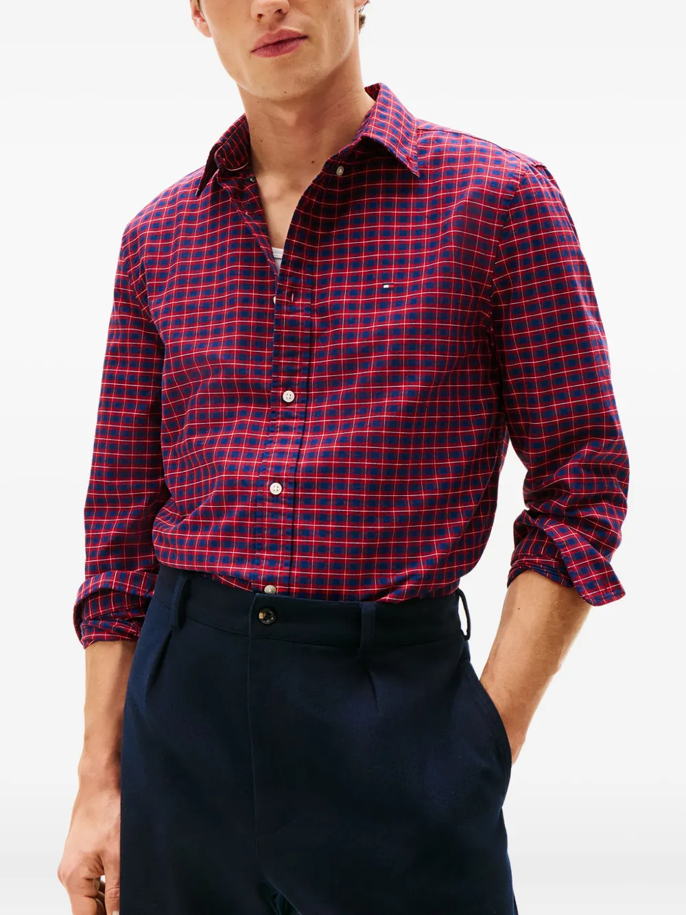 Tommy Hilfiger Long-sleeved Check Shirt In Red