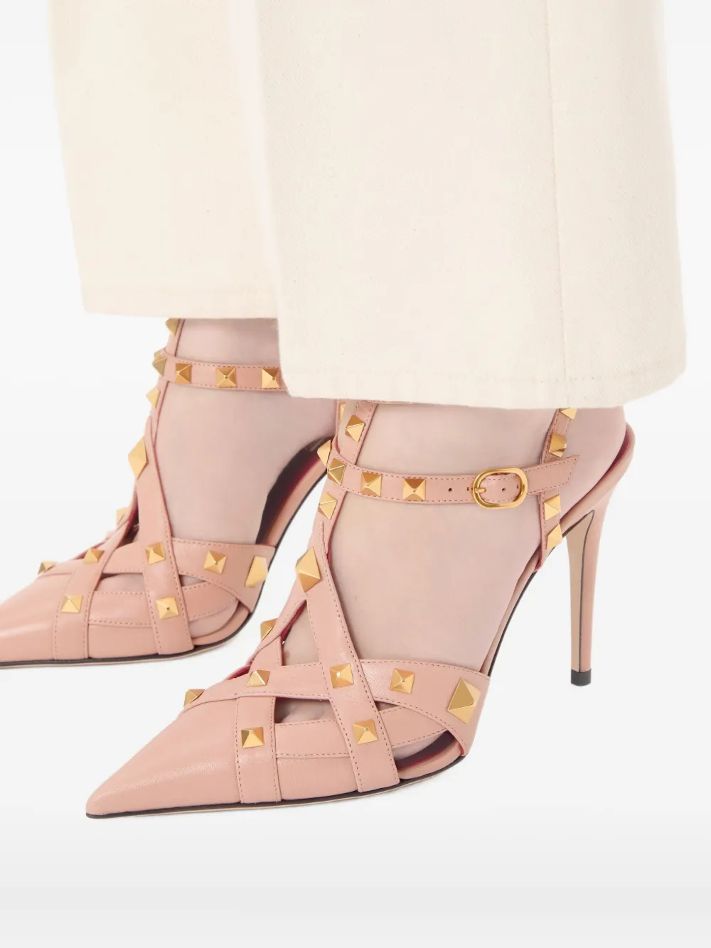 Valentino 100mm Rockstud-embellished Leather Pumps In Pink