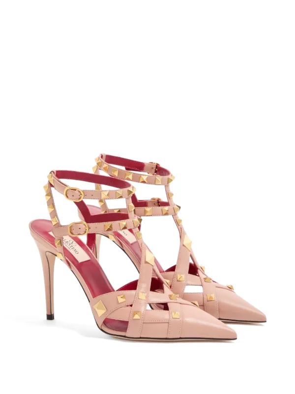 Valentino Garavani Studdy Kidskin Pumps 100mm | Pink | FARFETCH
