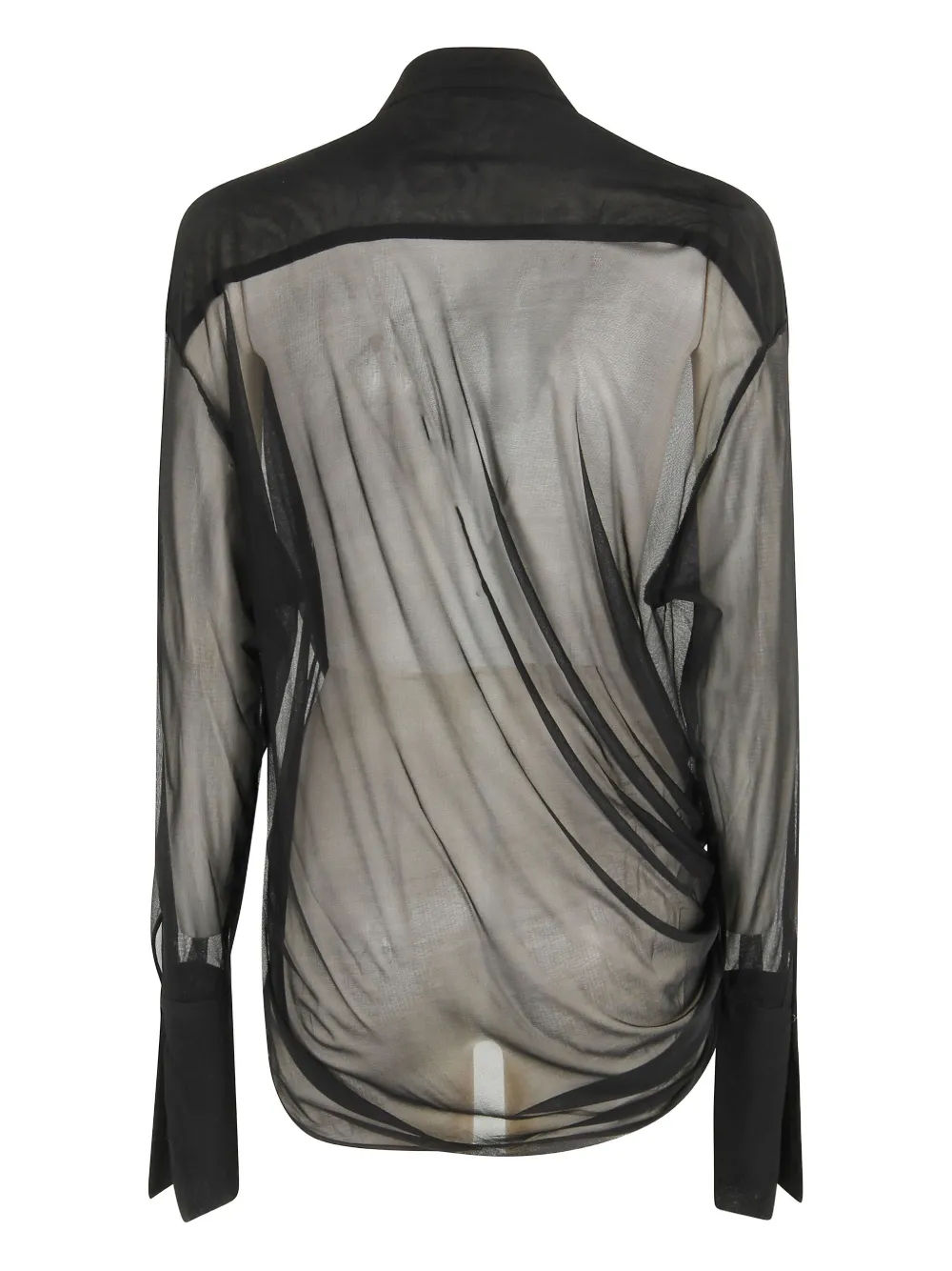 Francesco Murano Draped Long-sleeve Blouse In Black