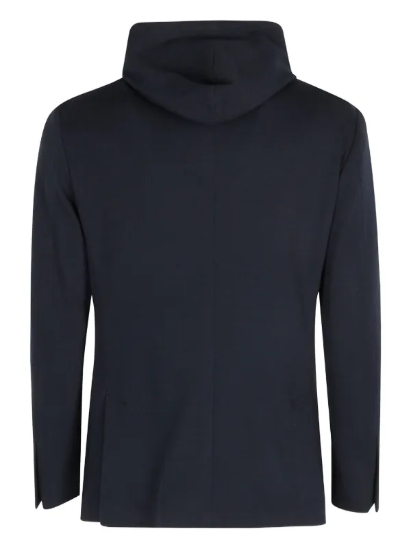 Eleventy Hooded Zipped Jacket | Blue | FARFETCH CA
