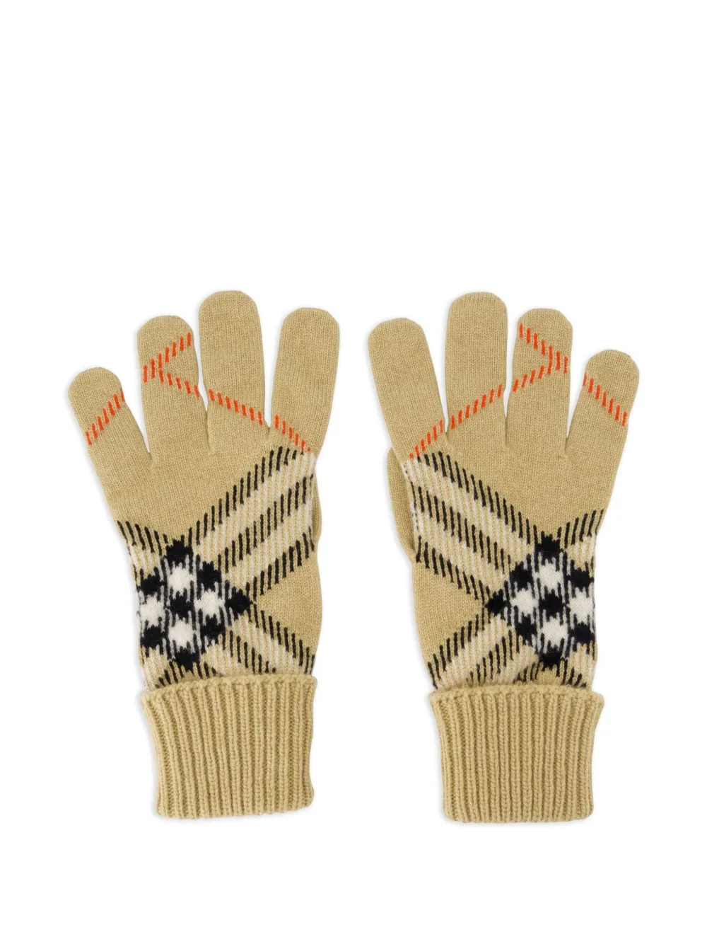 Burberry check ribbed gloves | Neutrals | Image 1