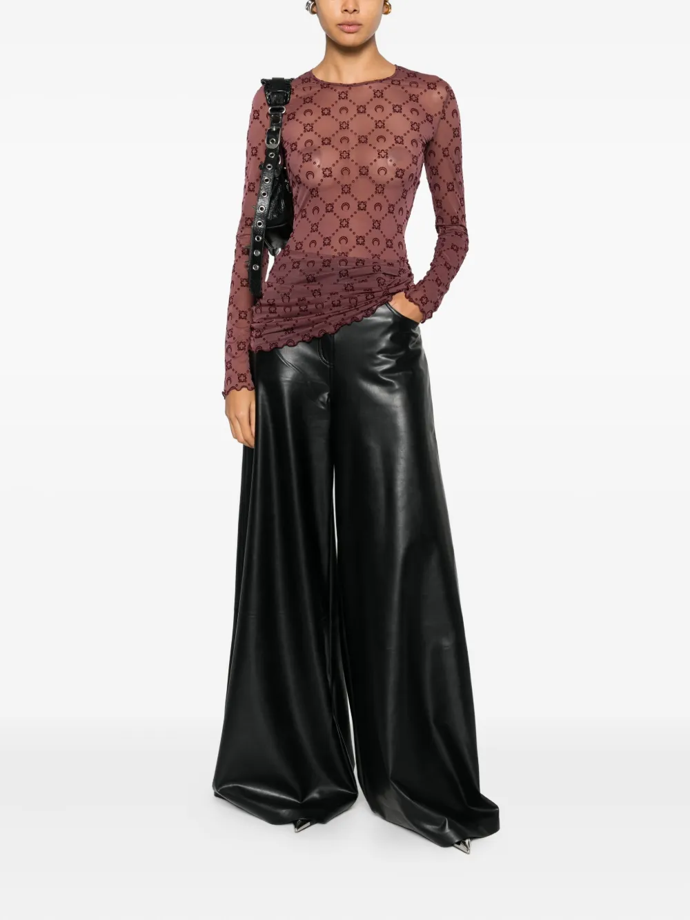 Marine Serre long-sleeve patterned mini dress - Paars