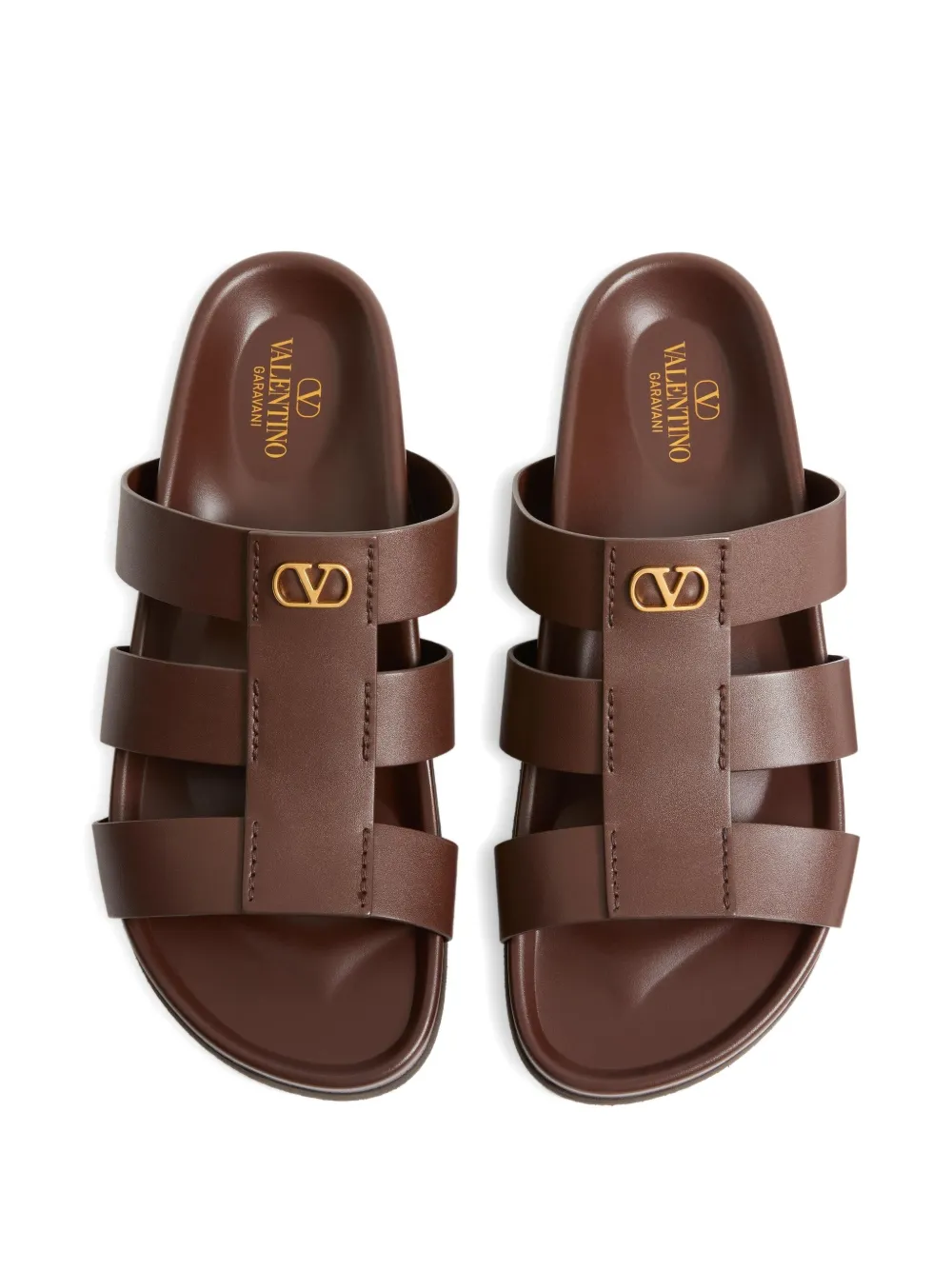 Valentino Garavani Studshield leren sandalen Bruin