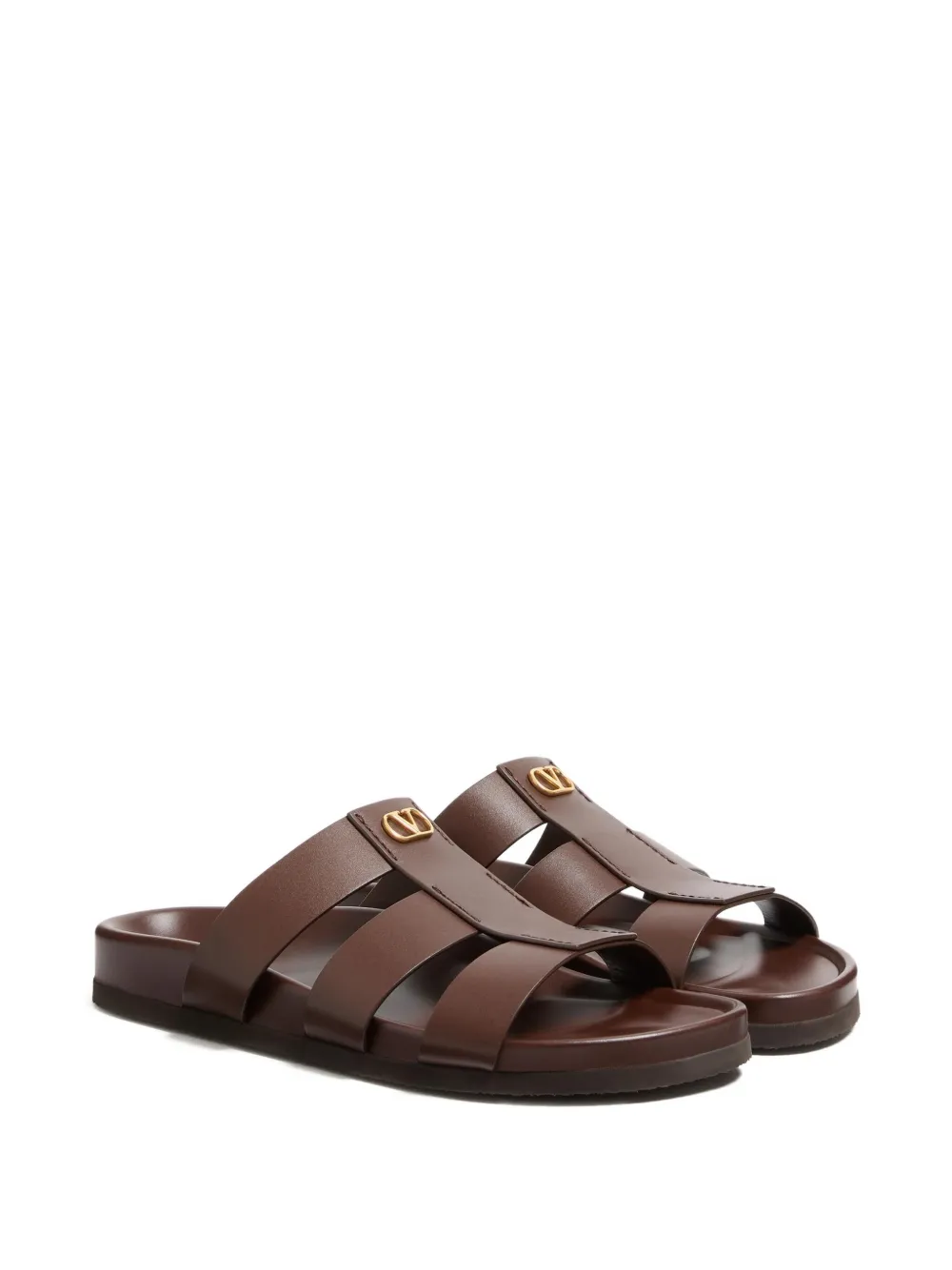 Valentino Garavani Studshield leren sandalen - Bruin
