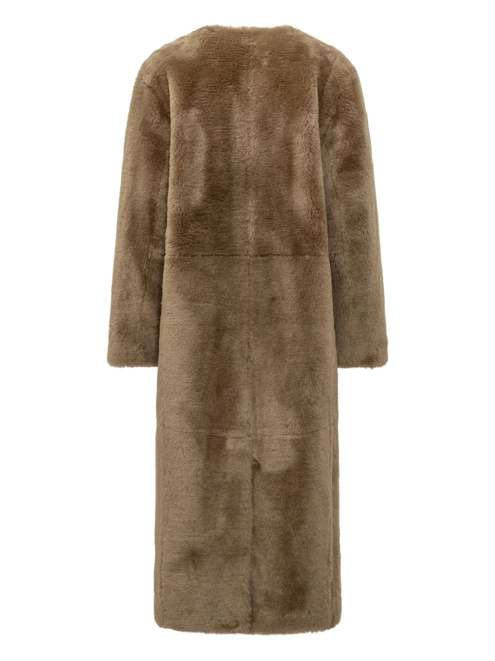 Stand Studio Collarless Long-sleeved Coat In Brown