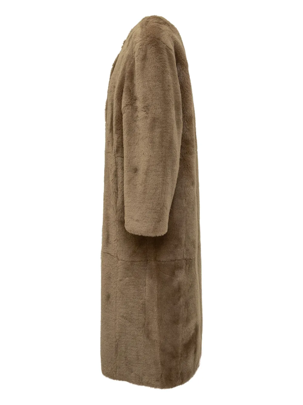 Stand Studio Collarless Long-sleeved Coat In Brown