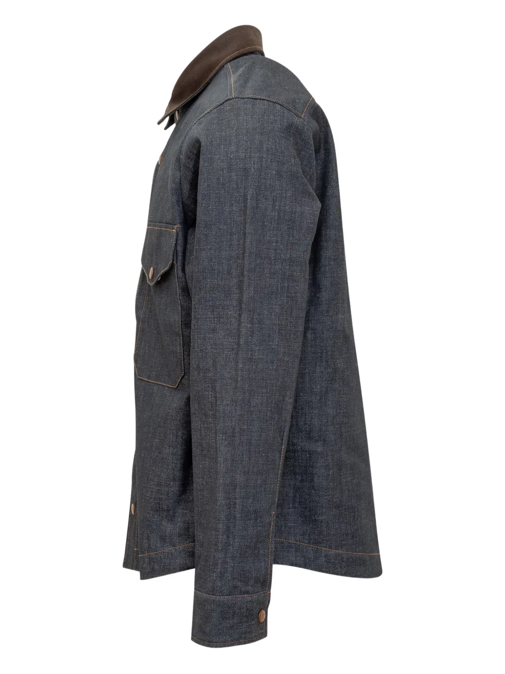 Ceccarelli Denim Heavy overhemd met ribfluwelen kraag - Blauw