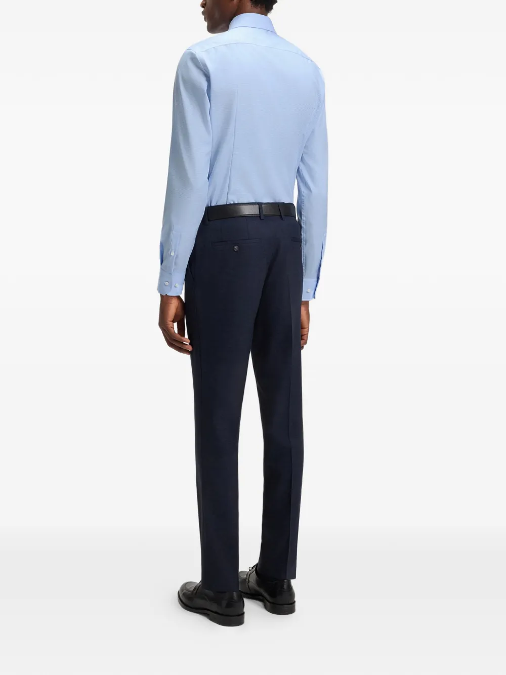 BOSS patterned long-sleeved shirt - Blauw