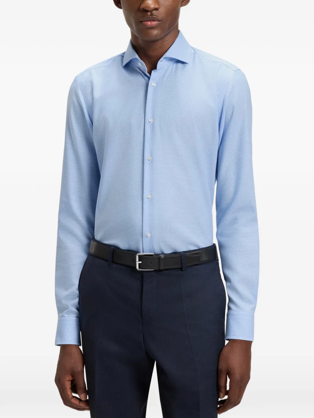  Boss Patterned Long-sleeved Shirt - Blue 