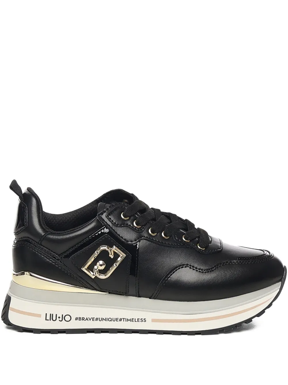 Liu •jo Maxi Wonder Logo-plaque Sneakers In Black