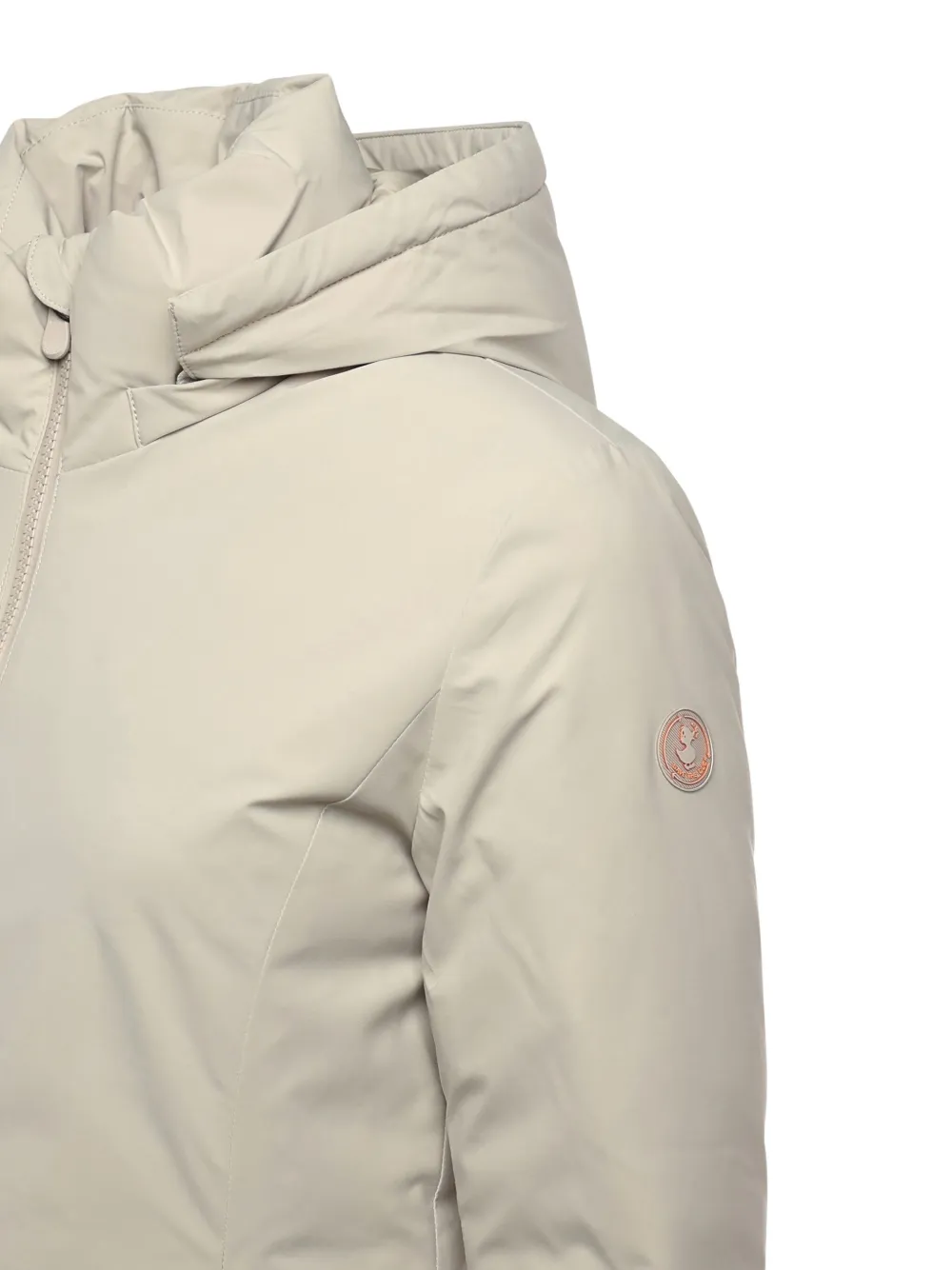Save The Duck Removable Hood Zip Coat In Neutral