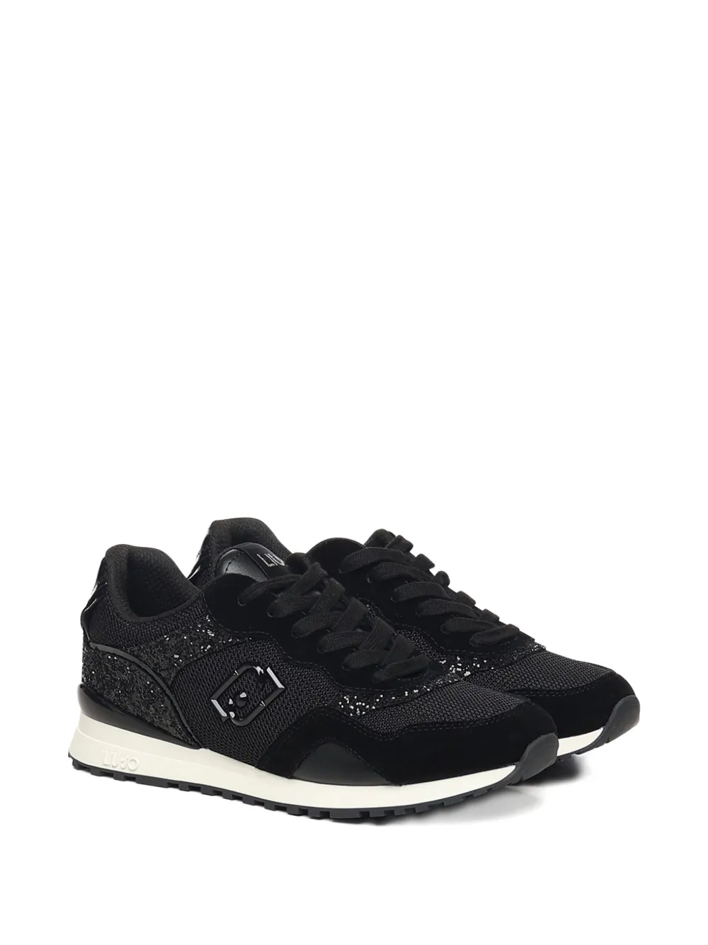 LIU JO Maxi Wonder logo-plaque glittered sneakers - Zwart