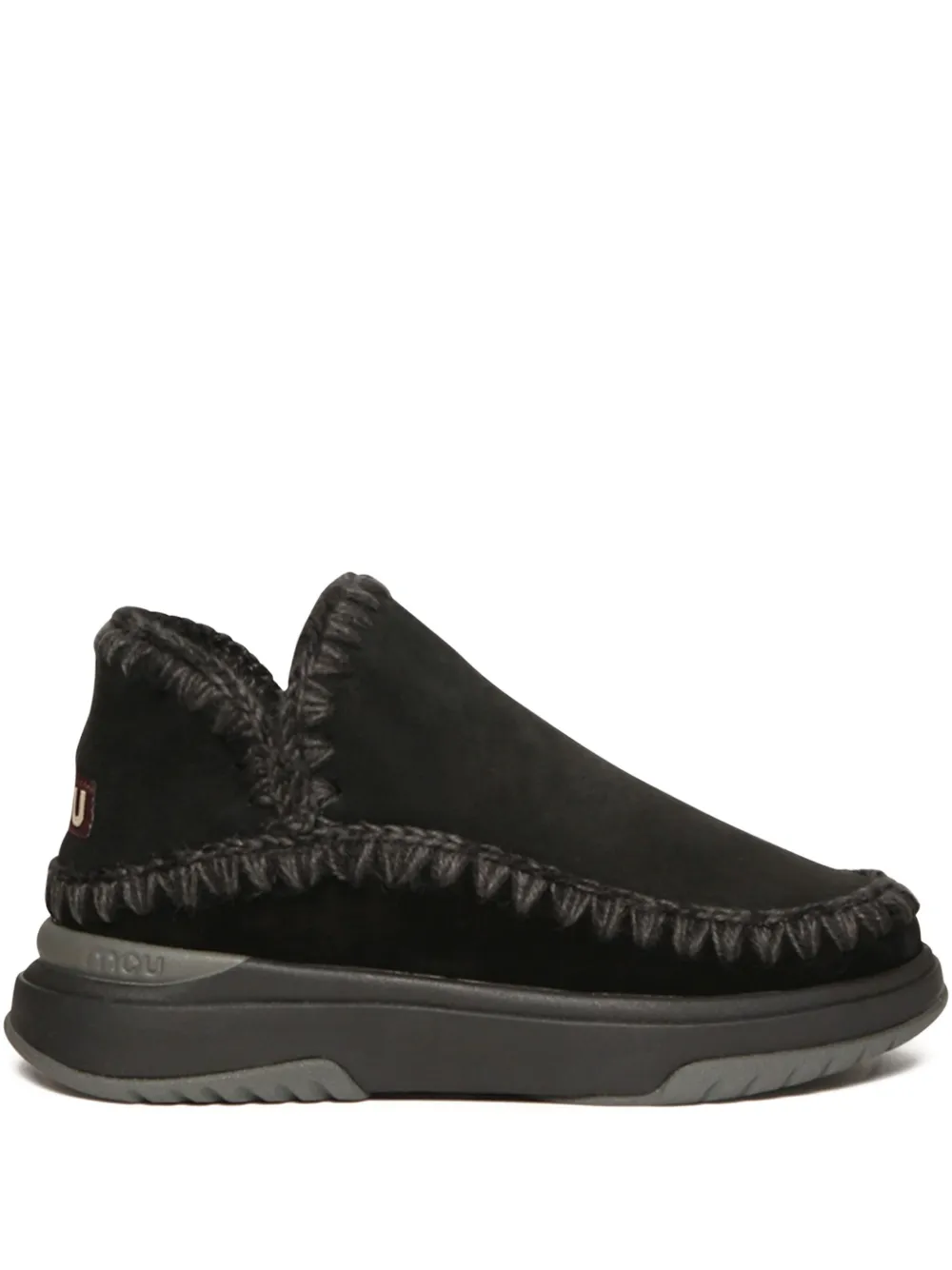 Mou Double-face Sheepskin Slip-on Sneakers In Black
