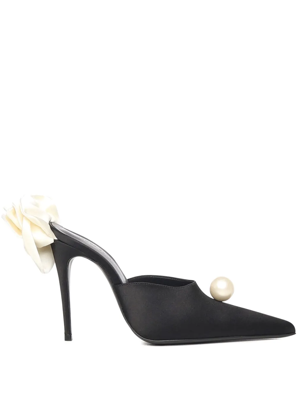 Magda Butrym 110 mm muiltjes met pareldetail en puntige neus Zwart