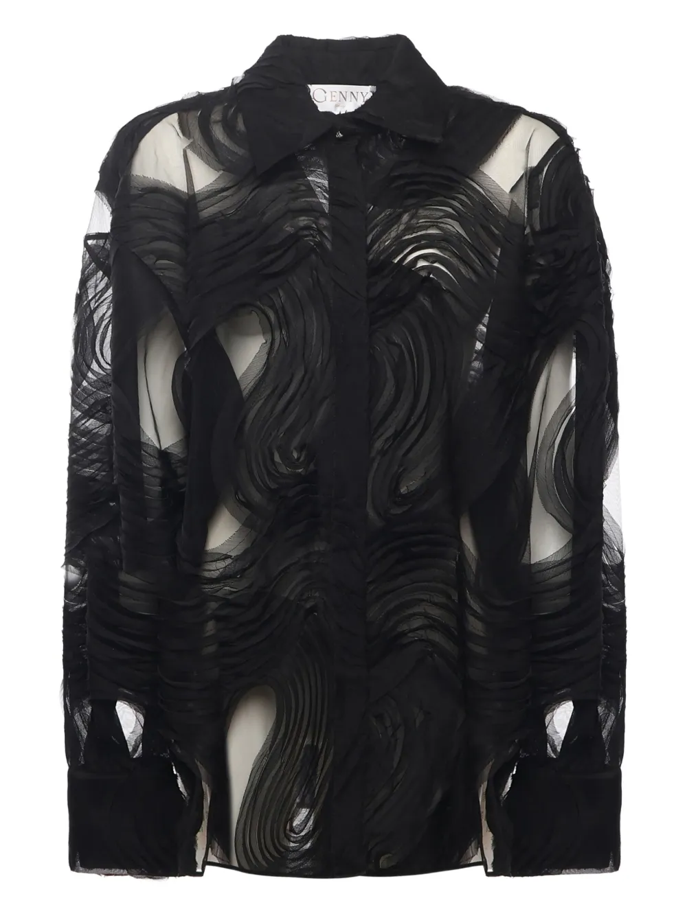 Genny wave-motif shirt | Black | Image 1