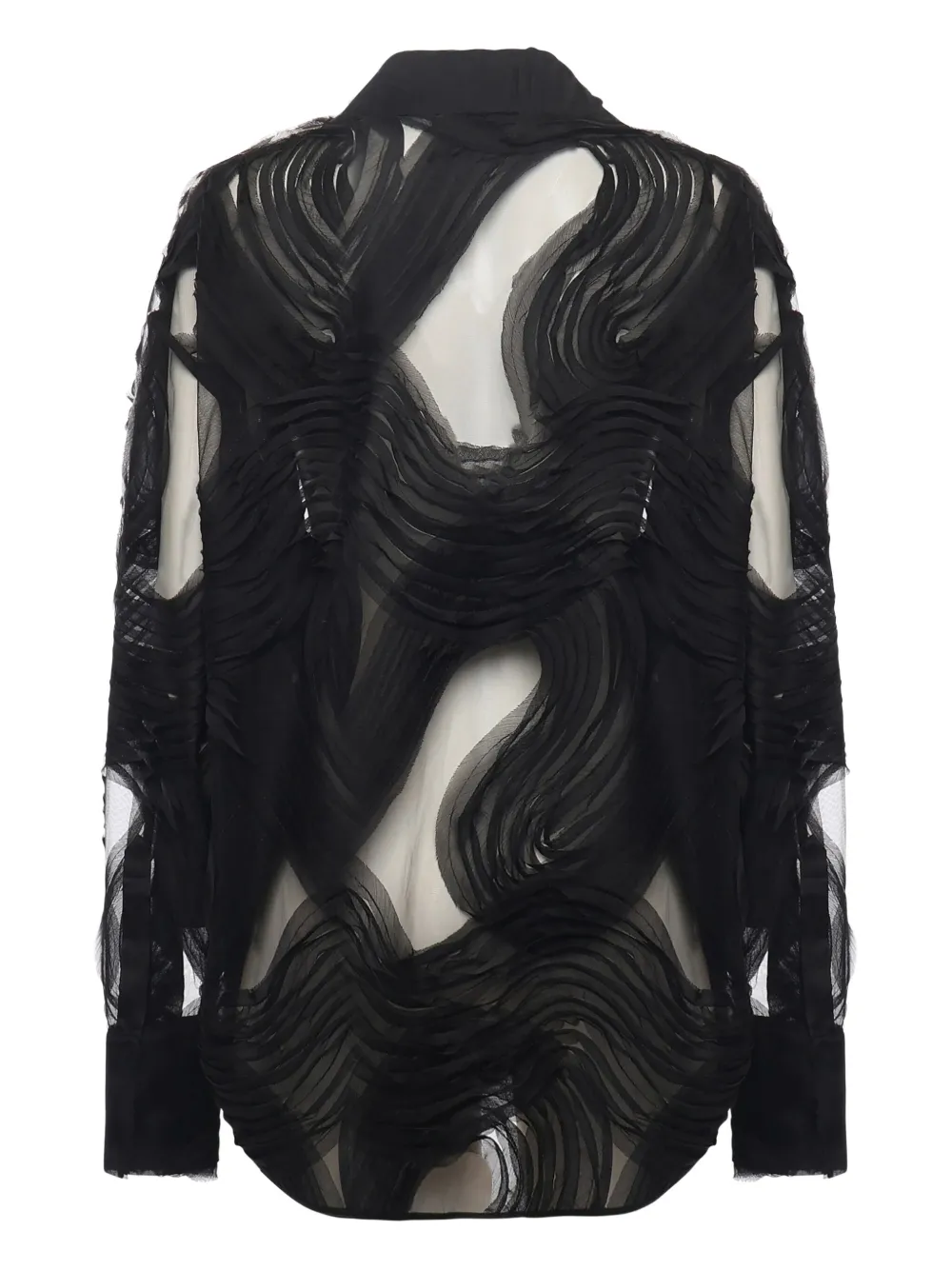 Genny wave-motif shirt - Zwart