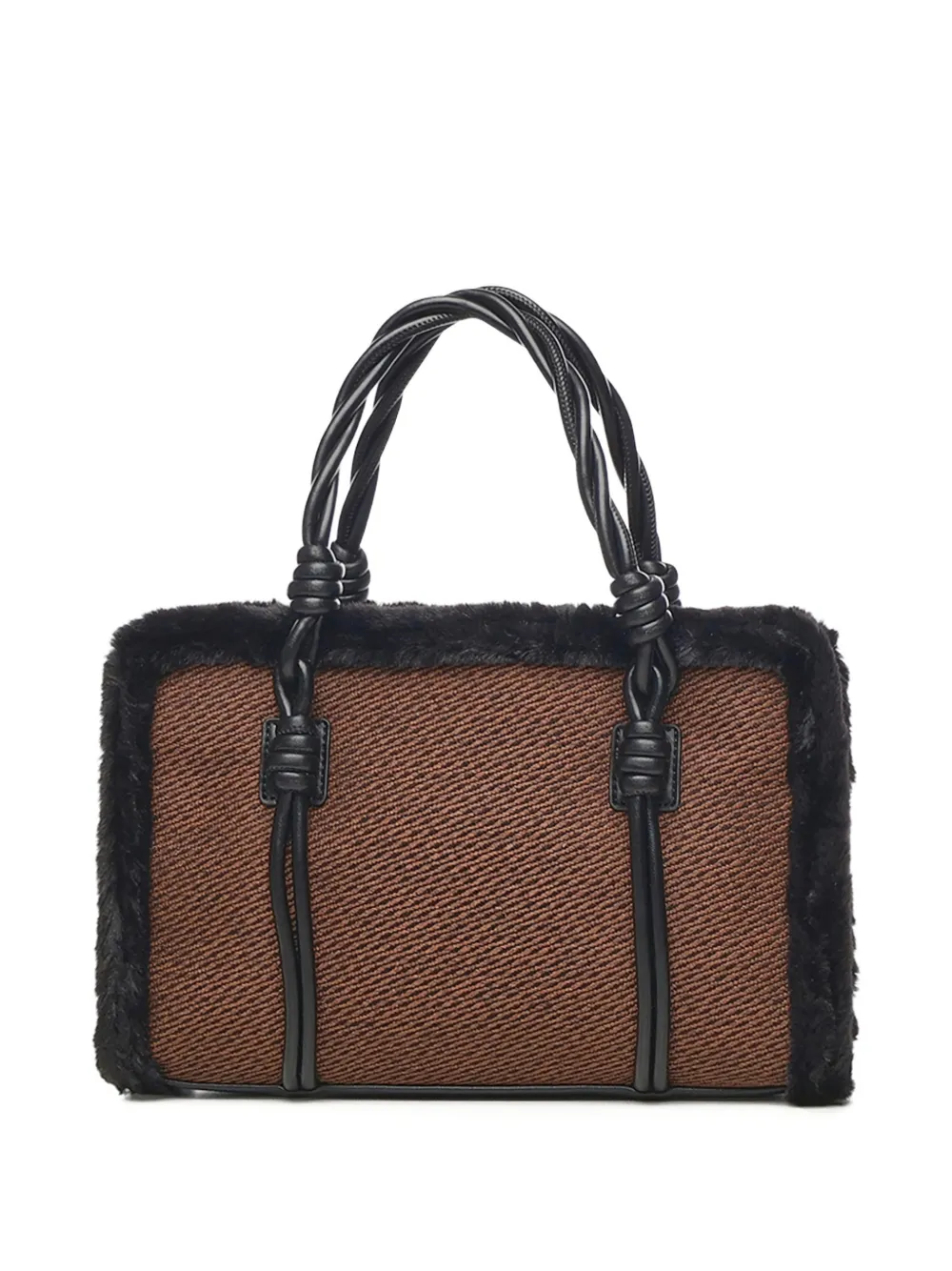 Love Moschino Faux-fur Trim Logo Tote Bag In Brown