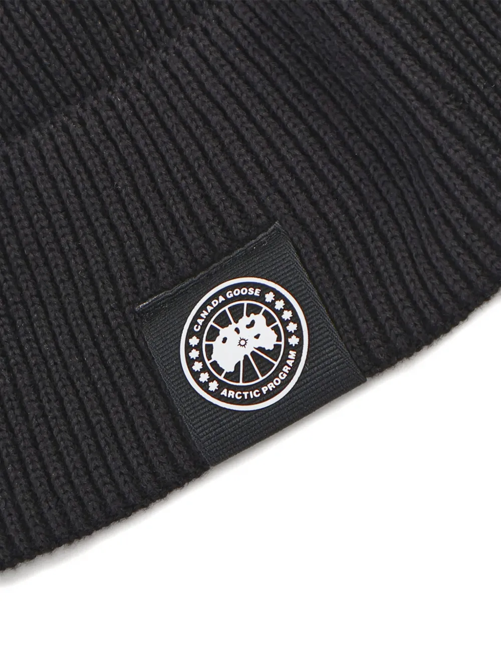 Canada Goose ribbed logo-patch beanie - Zwart