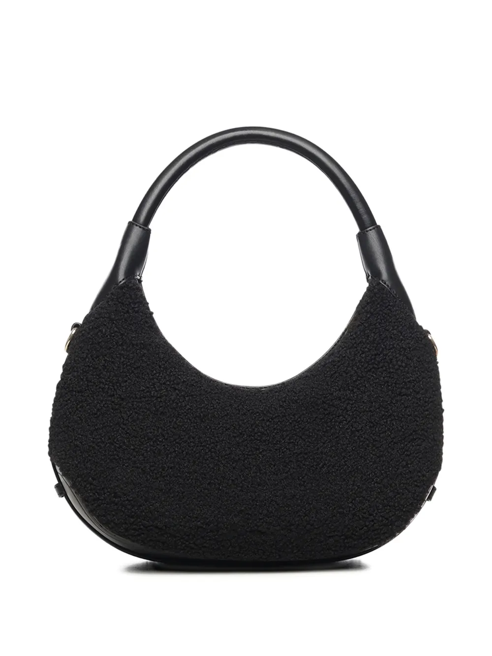 Love Moschino faux-fur logo-plaque shoulder bag - Zwart