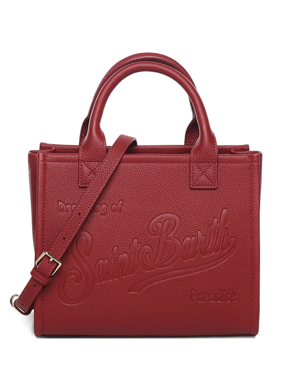 Mc2 Saint Barth Midi Vanity Embossed Leather Tote Bag In Red