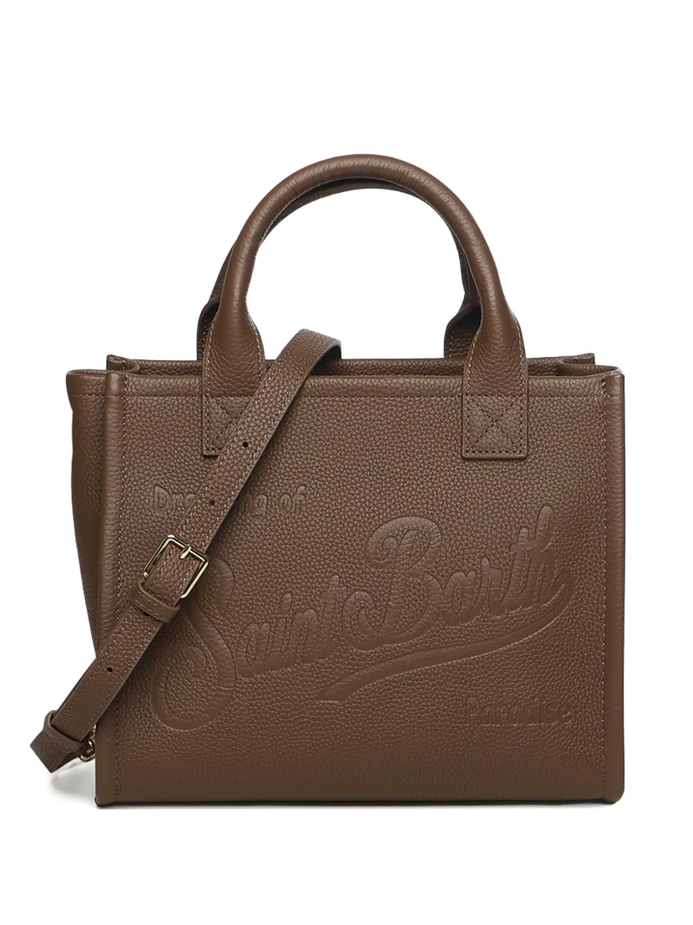 Mc2 Saint Barth Midi Vanity Embossed Top-handle Tote Bag In Brown