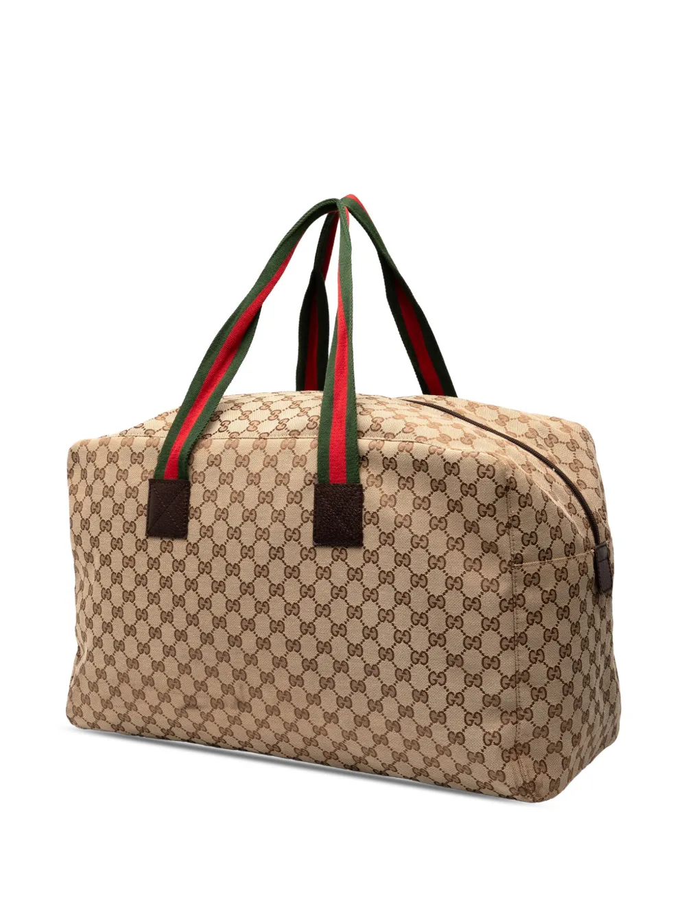 Pre-owned Gucci 2000-2015 Gg Canvas Web Travel Bag In Brown