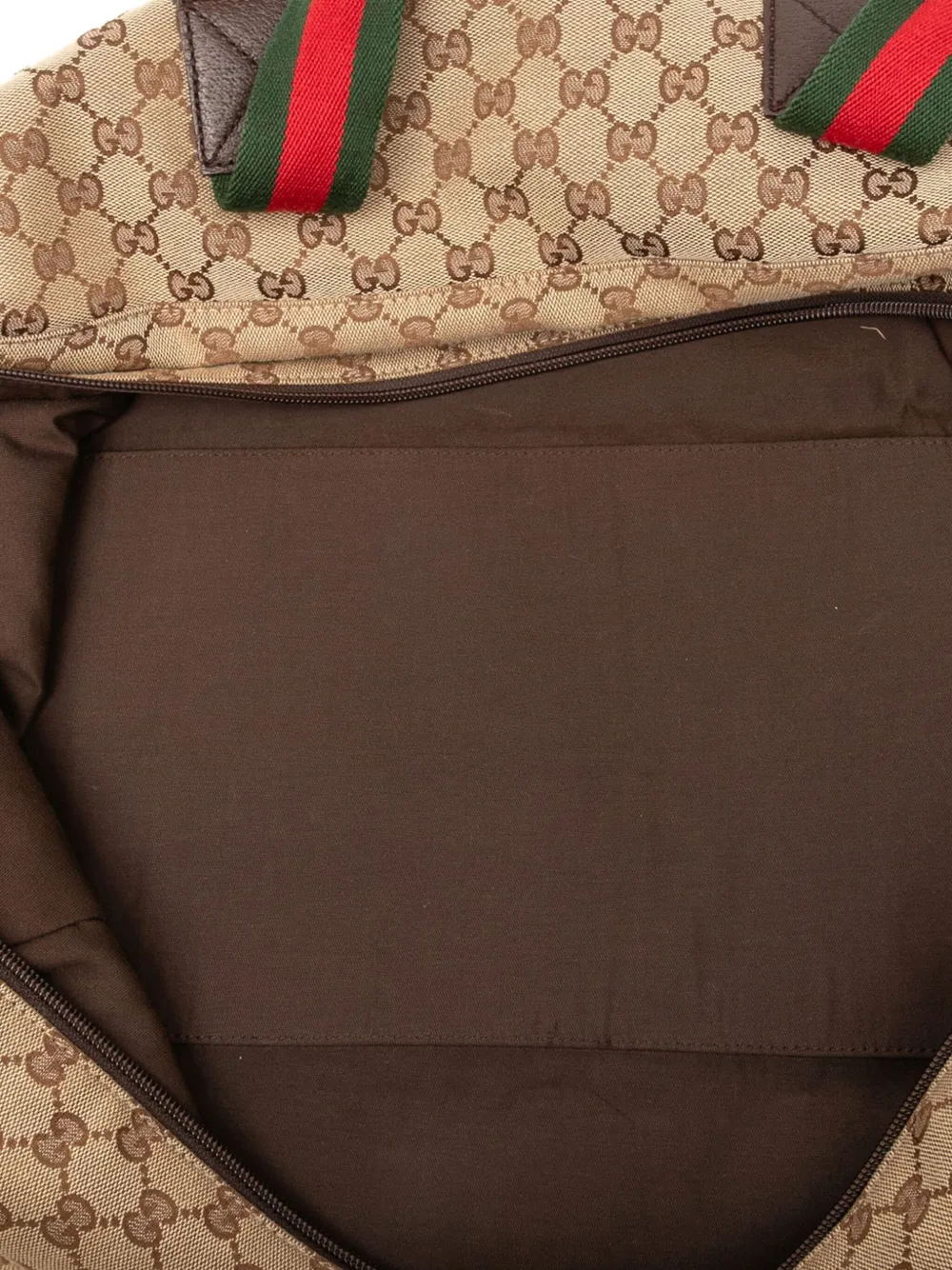Pre-owned Gucci 2000-2015 Gg Canvas Web Travel Bag In Brown
