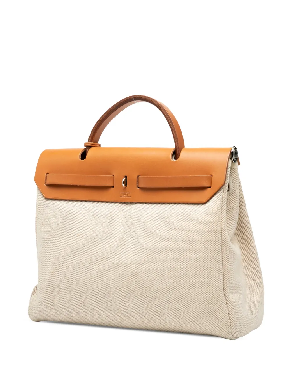 Pre-owned Hermes 2002 Toile Herbag Zip 31 Satchel In Brown