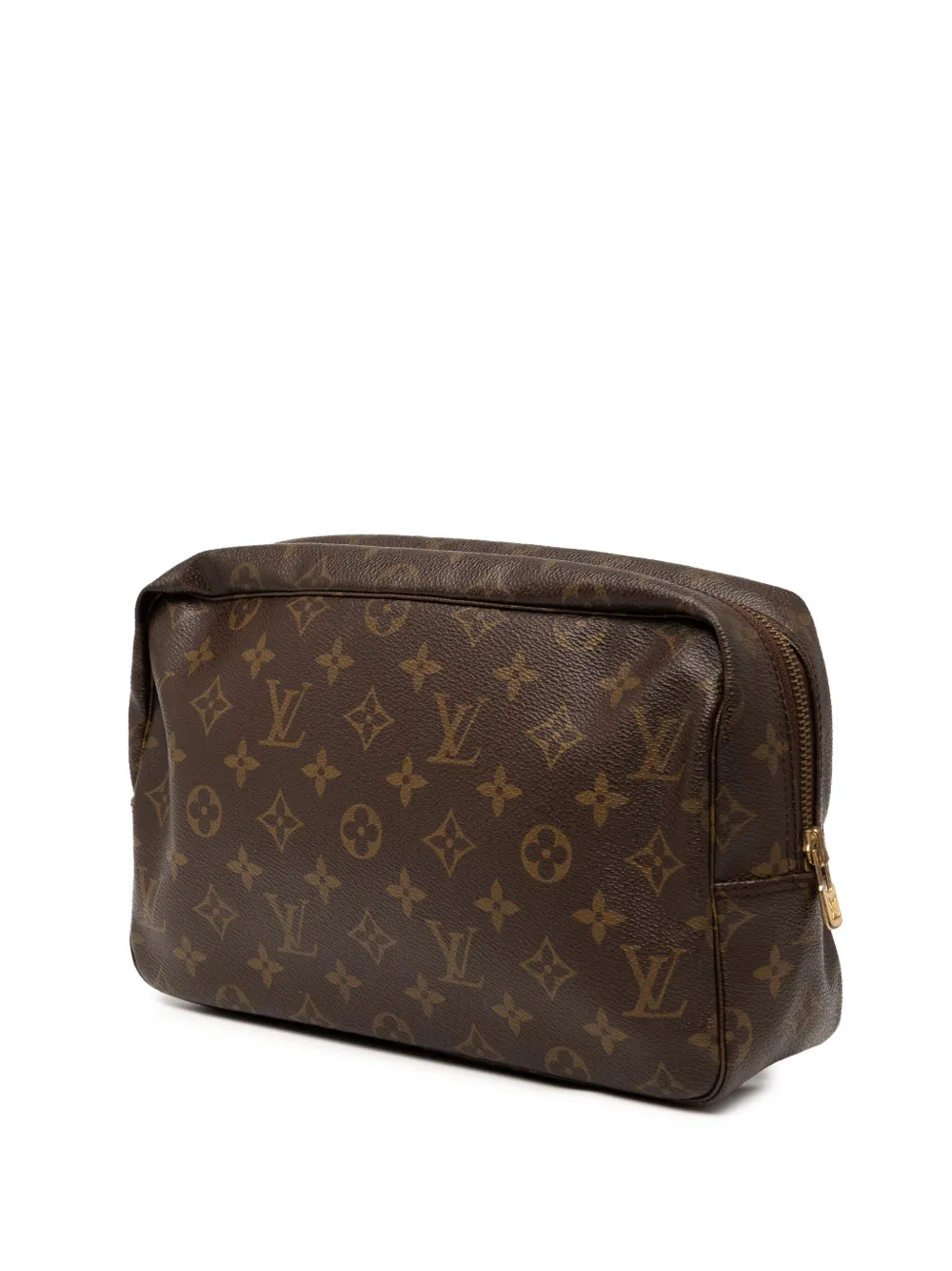 Pre-owned Louis Vuitton 1991 Monogram Trousse Toilette 28 Clutch Bag In Brown