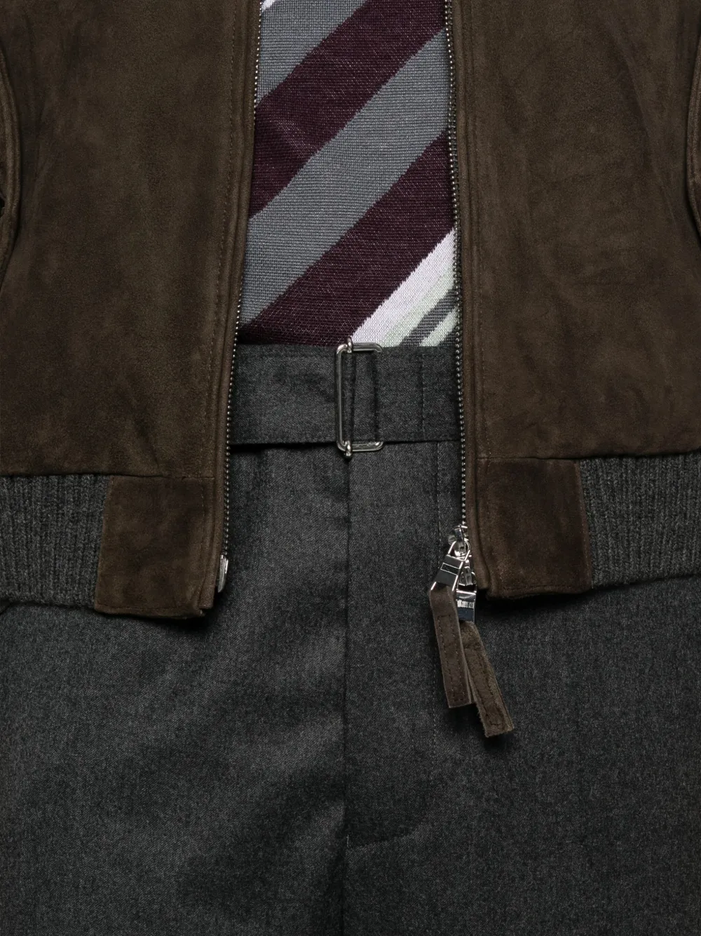 Officine Generale Belted Trousers In Gray