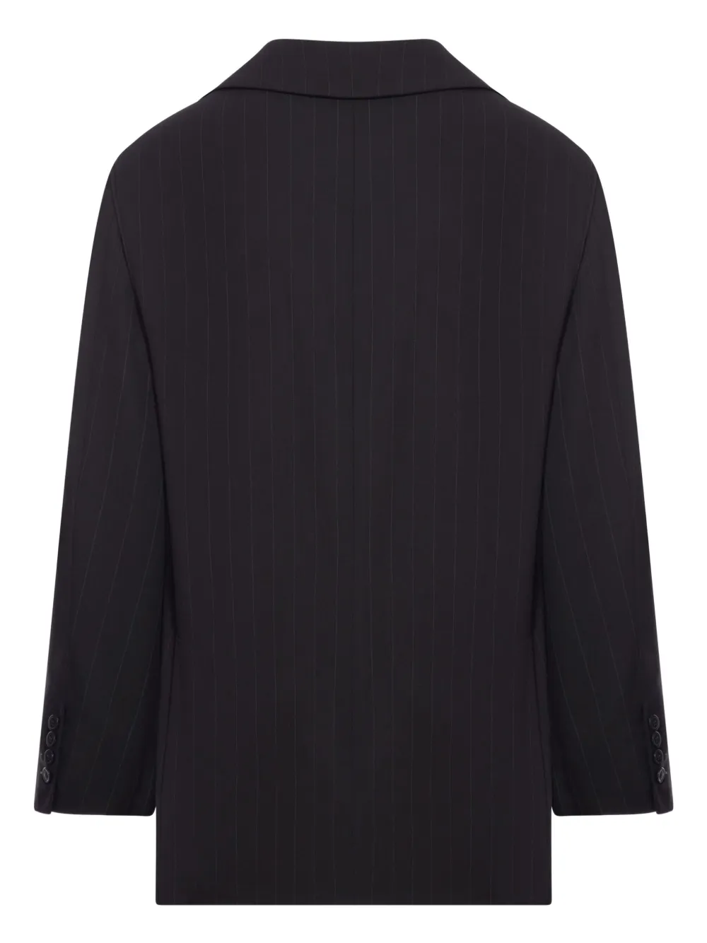 The Nina Studio Double-breasted Pinstripe Blazer In Black