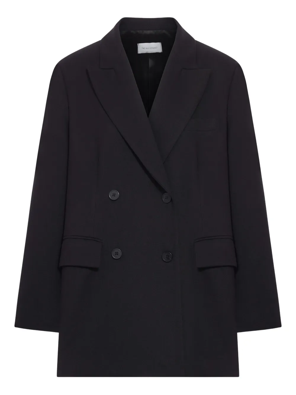 The Nina Studio Double-breasted Tailored Blazer In Black