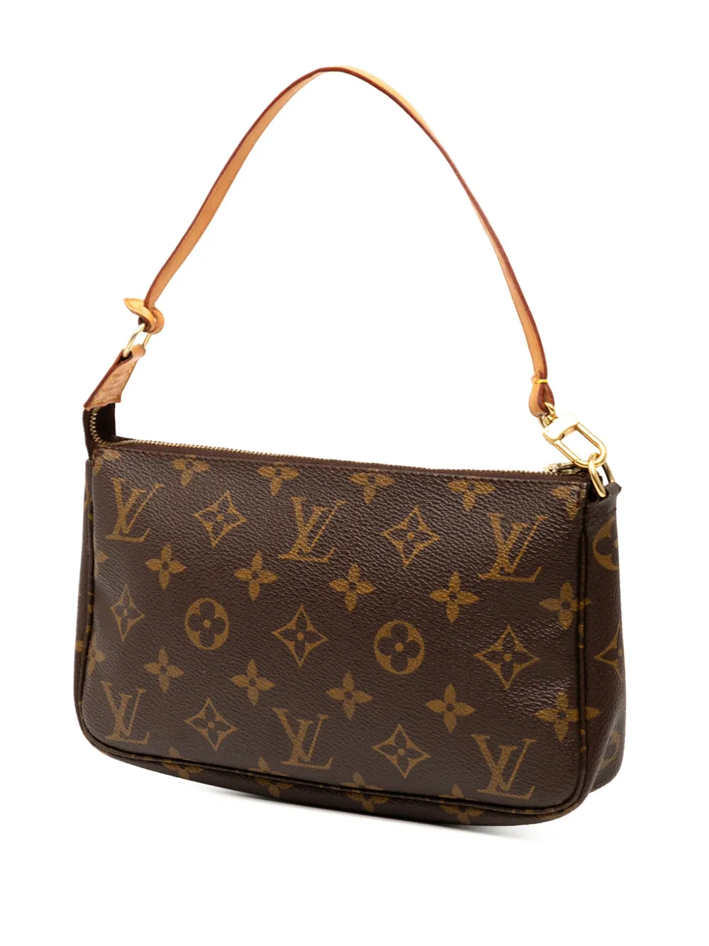 Pre-owned Louis Vuitton 2002 Monogram Pochette Accessoires Shoulder Bag In Brown