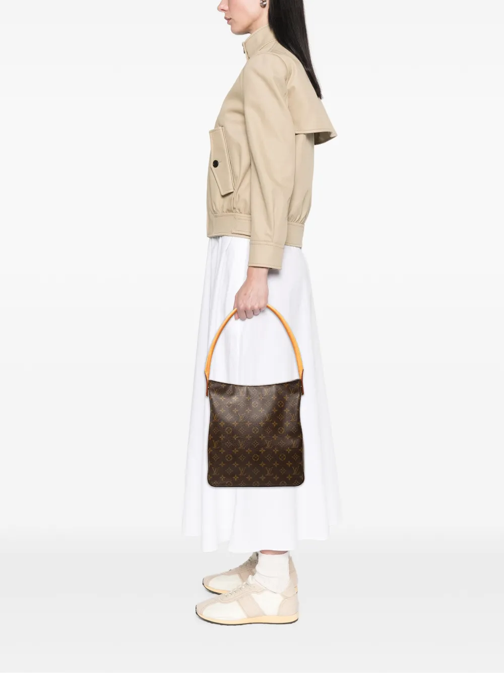 Pre-owned Louis Vuitton 2001 Monogram Looping Gm Shoulder Bag In Brown