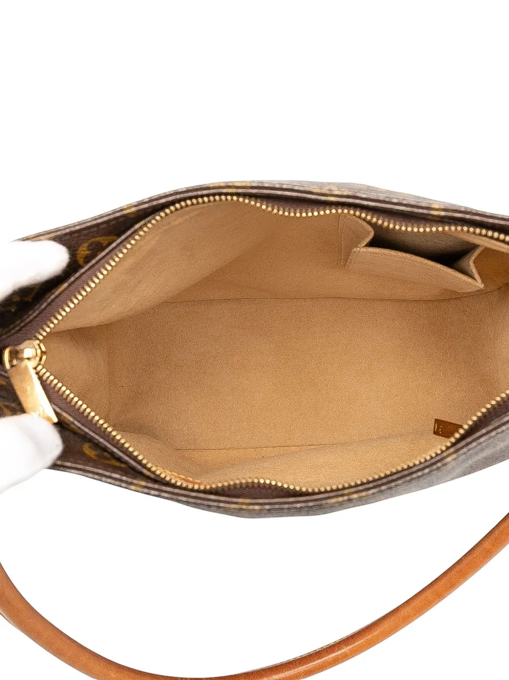 Pre-owned Louis Vuitton 2001 Monogram Looping Gm Shoulder Bag In Brown