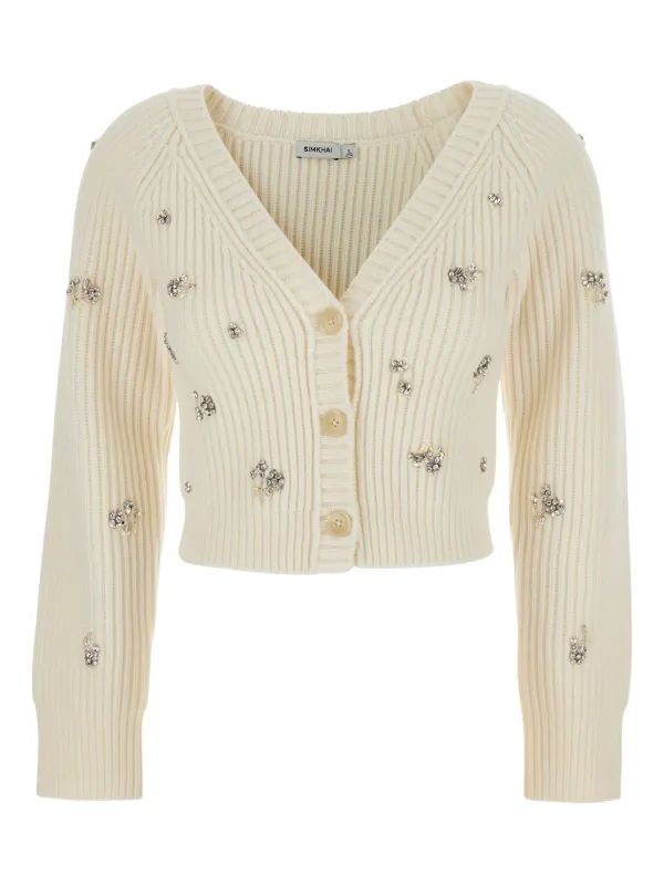 Simkhai Novah Rhinestone-embellishment Cardigan in Neutrals