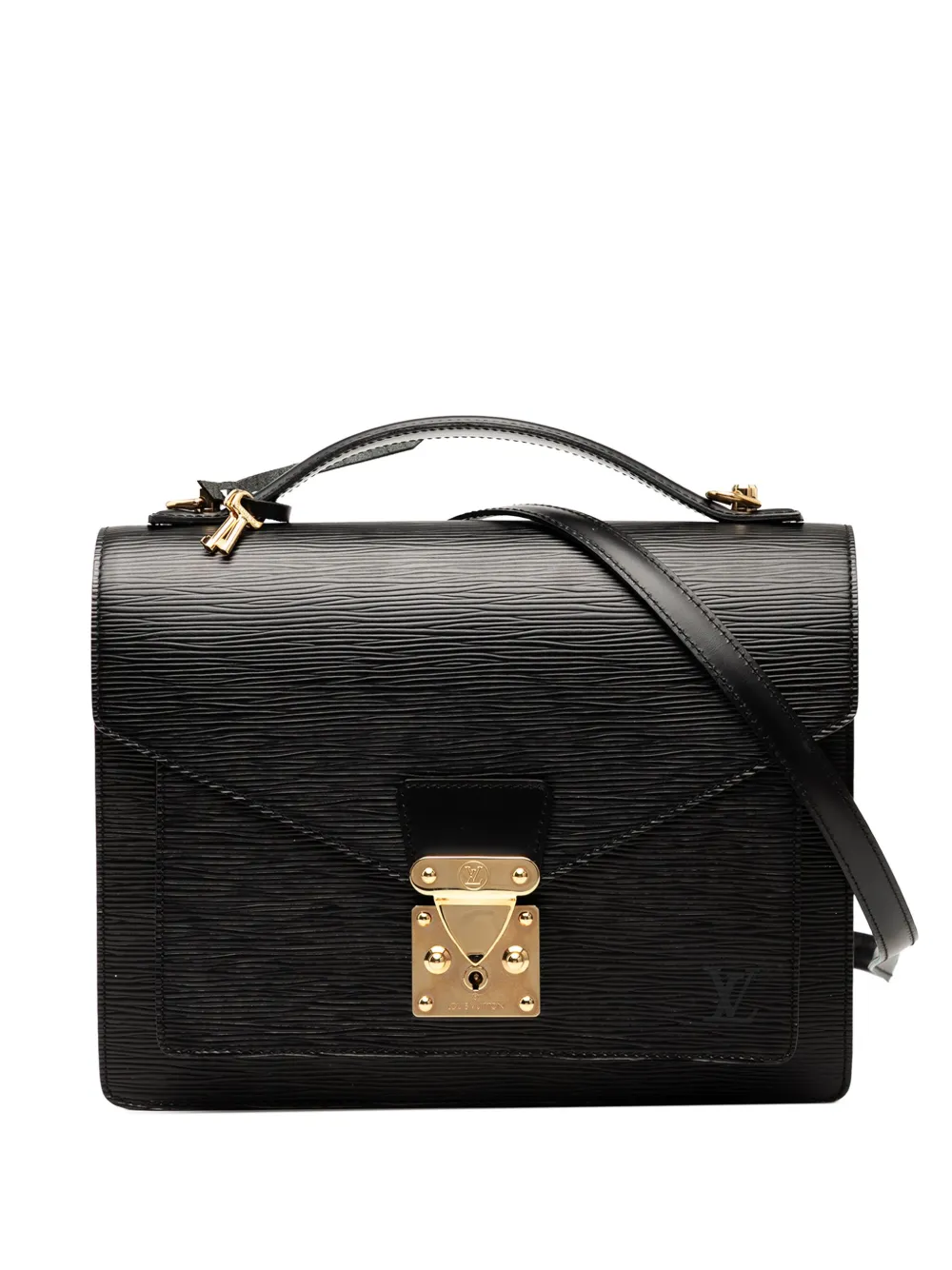 Pre-owned Louis Vuitton 1999 Epi Monceau 28 Satchel In Black