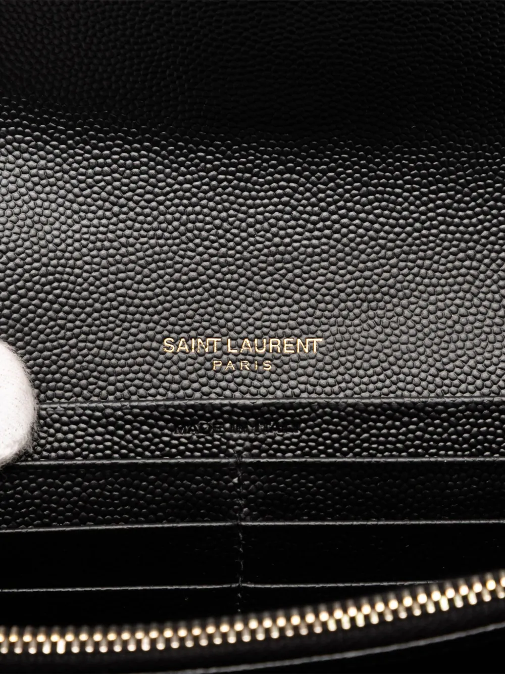 Pre-owned Saint Laurent 2019 Grain De Poudre Matelasse Chevron Monogram Flap Wallet Long Wallets In Black