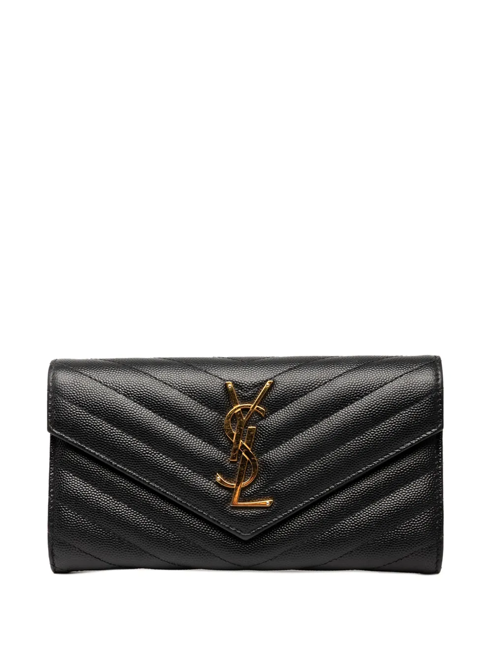 Saint Laurent Pre-Owned cartera Grain De Poudre Matelasse Chevron Monogram Flap Wallet 2019 | negro | Image 1