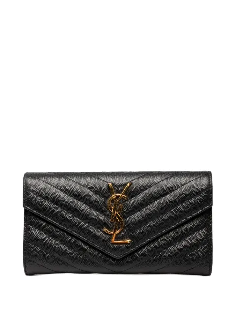 Saint Laurent Pre-Owned 2019 Grain De Poudre Matelasse Chevron Monogram Flap Wallet long wallets