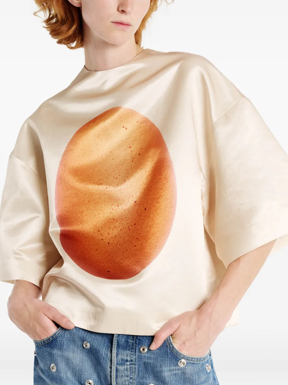 A.w.a.k.e. Egg-print Blouse In Brown