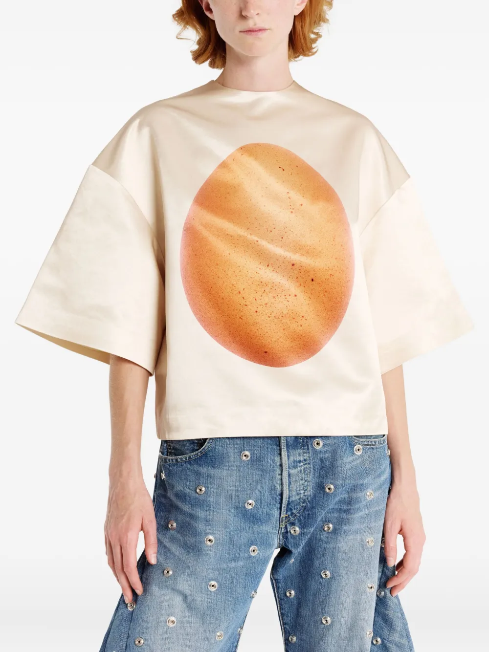 A.w.a.k.e. Egg-print Blouse In Brown